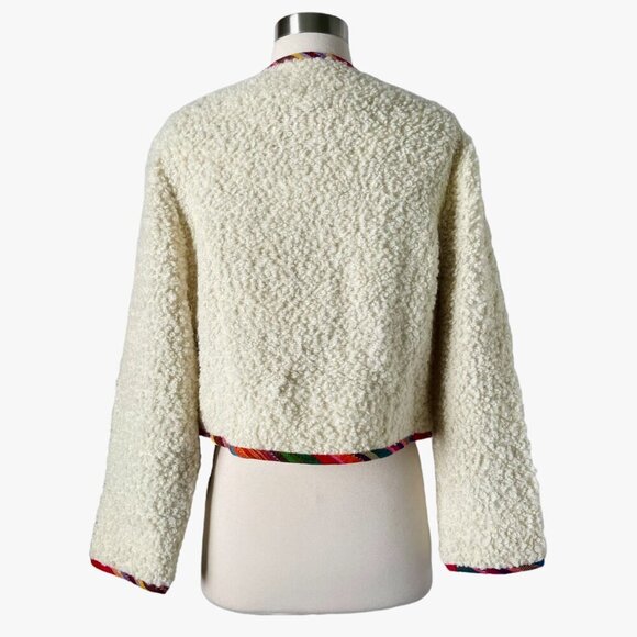 Alix of Bohemia Rowan Suri Wool Jacket Cream Alpaca Blend Boho Trim - Picture 6 of 10